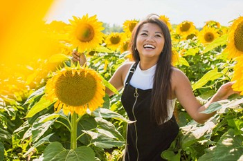 everyone is happy in a field of sunflowers